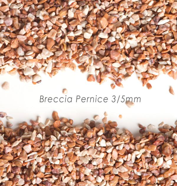 Okrúhliak Breccia Pernice 3/5mm pre kamienkový koberec - 25kg